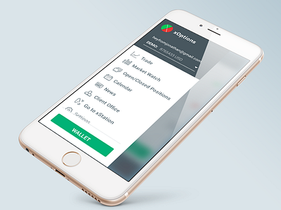 Options Mobile Menu app design hamburger menu