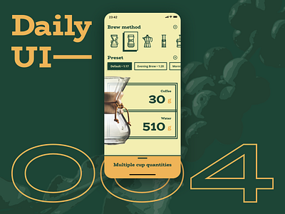 Brew ratio calculator | Daily UI Challenge 004 (Calculator)