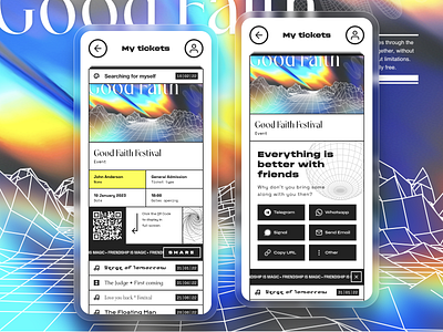 Plain tickets | Daily UI Challenge 010 (Sharing interaction) app brutalism brutalist colorful dailyui design event graphic design illustration music ticket ui ux