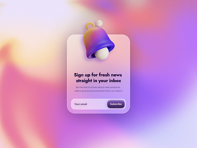 Mail list signup dialog | Daily UI Challenge 026 (Subscribe) 026 26 3d dailyui day026 design graphic design mail mailing list mesh gradient subscribe ui web web design