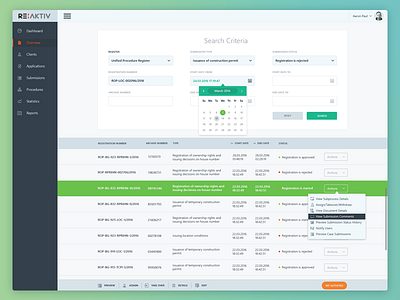 Registry Dashboard Concept application clean concept corporate dashboard design green interface ui web