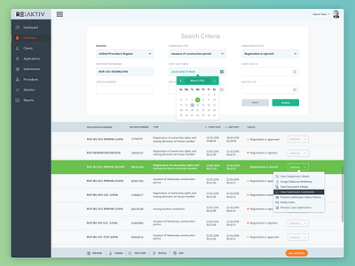 Registry Dashboard Concept