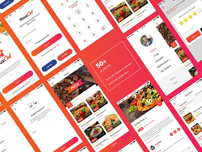 HouzChef App - App Screens android app branding chef delivery app design food food app ios app mobile ui order restaurant app ui ui design ux