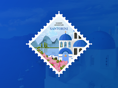 Dribbble Weekly Warm Up illustrator santorini stamp travel weekly warm up