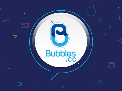 Bubbles blue bubbles identity logo moon