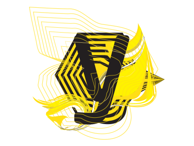 Y abstract lettering lines typo yellow