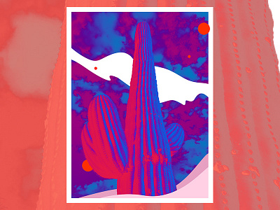 Seeing Saguaro Dos 35mm arizona art cactus desert illustration lsd psychedelic saguaro
