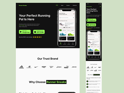 Runner Sneaks-Landing Page and Responsive Web appdesign appdesigner design fashion figma landing page responsive simple ui ui design uiux userexperience userinterface ux webdesign