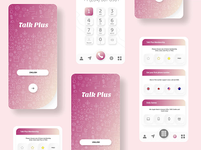 Free Calling App animation app design branding calling app design light ui mobile app design pink product design purple uiux user experience user interaction user interface