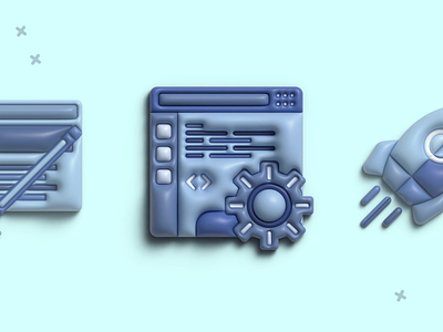 3D Icons 3d icons 3d illustration app icons blue design development graphic design plan vector website icons