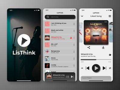 LisThink - App Music Player android app design music simple spotify ui ux