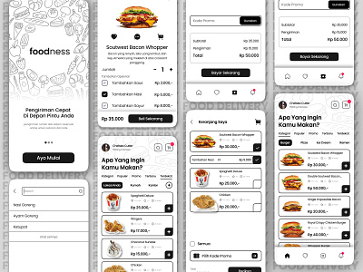 Foodness - App Food Delivery black and white design eat food product simple ui ux