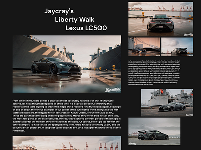 Jaycray's Liberty Walk Lexus LC500 blog blog design branding car car design daily ui ecommerse figma landing page lc500 lexus liberty walk ui uiux ux web design website design