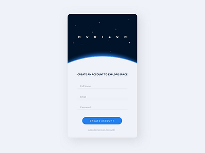 Daily UI Challenge #001 — Sign-up 001 blue challenge clean dailyui interaction design minimal sign up simple space ui user interface design