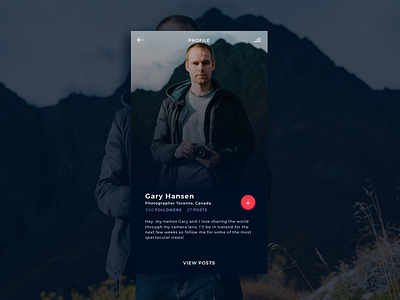Daily UI Challenge #006 — Profile Page 006 challenge clean dailyui gradient material design minimal mobile photography profile page ui