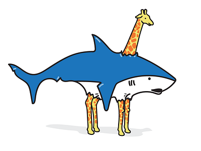 Shark-Giraffe character design giraffe humor illustration shark vector