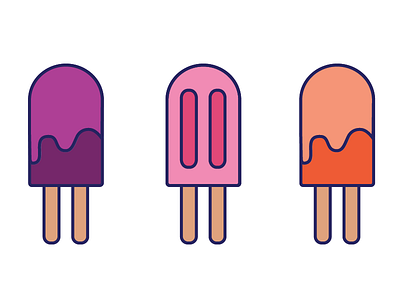 Summer Popsicles blue candy ice cream lick monochromatic popsicles purple sticks summer sweets symmetrical three
