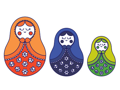 Matryoshka Dolls big cute doll family little matryoshka monochromatic russian size small stacking three