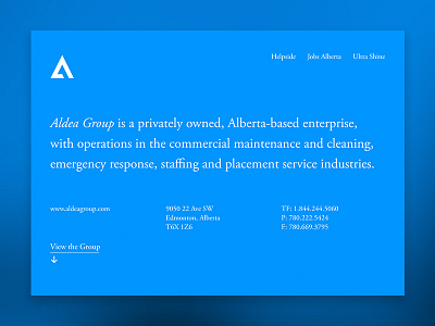 Aldea Group Website blue typography ui web website