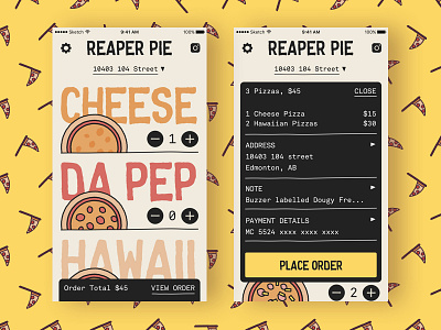 Reaper Pie UI app delivery icon ios pizza ui ux