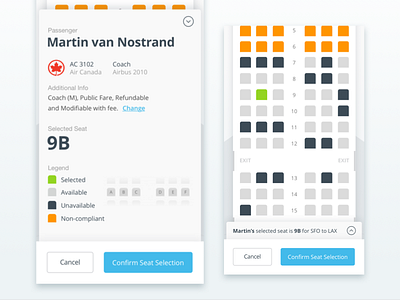 Flight Seat Selection Mobile View airline chart flight ios mobile seat seating selection ui ux