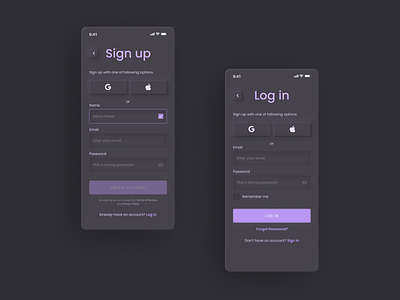 Daily UI 001 – Sign up/Log in