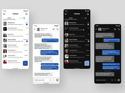 Messenger App app dark mode design light mode ui