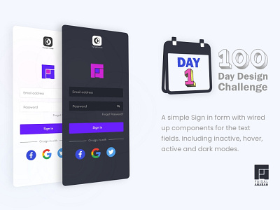 Sign in Form - 100 day design challenge - Day 1 app branding design graphic design illustration logo ui ux