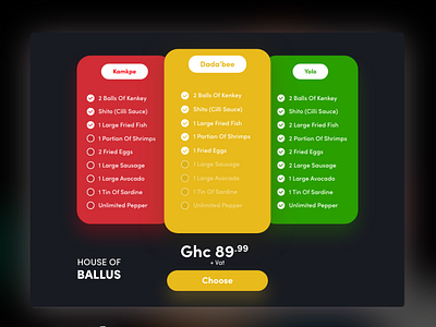 Interactive Pricing Table design ui ux