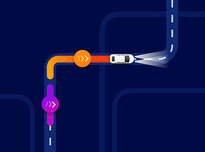 Night ride auto automative illustration smart car vector