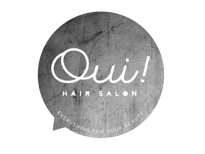 OUI hair salon bubble circle french hair logo salon script speech