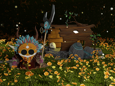 3D Shaman scene