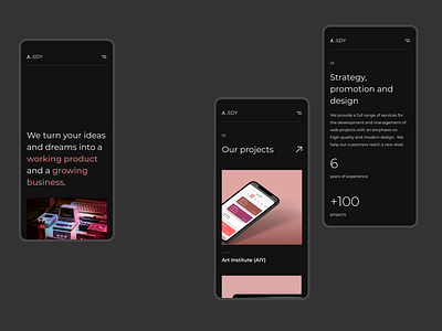 SDY black company branding digital grid grids mobile pink site ux web