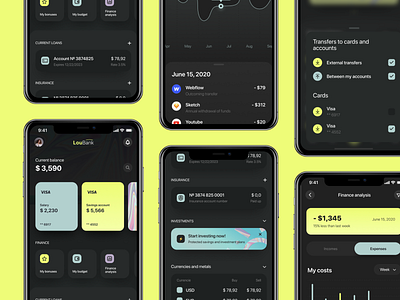 UI Kit for Bank App app black chart charts creative dashboad digital grid guidlines hig kit mobile mobile app styleguide ui ui design uikit uiux