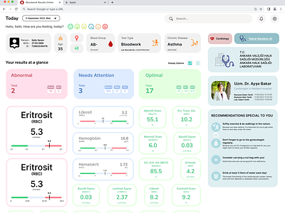 Blood Test Result Screen Page (UX&UI Design) blood test blood test result blood work graphic design typography ui ui design ux design