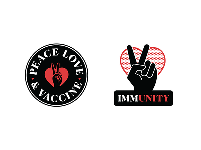 Peace, Love & Vaccine badge brand branding branding identity canela covid 19 enamel pin graphic design iconography identity illustration logo typography vaccine vector