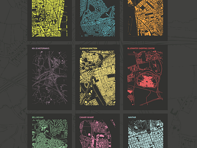 London City Grids color figure ground drawings grid maps