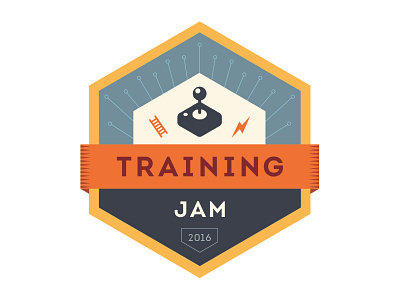 Training Jam Logo (Color) badge branding circuit icon identity joystick logo