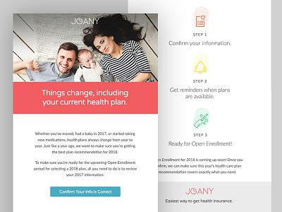 Email Campaign for Joany email health plan healthcare marketing proxima nova typography ui web