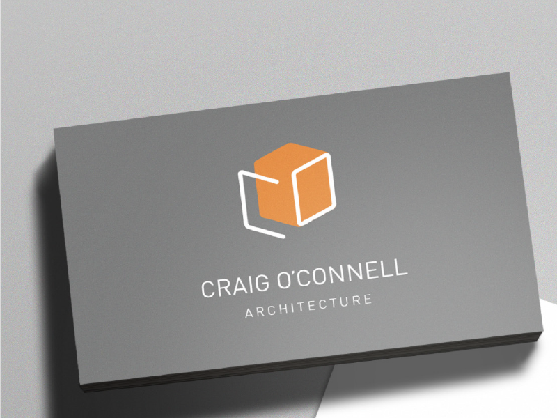 Craig O'Connell Architect Business Card minimal cube identity branding logo din architect architecture