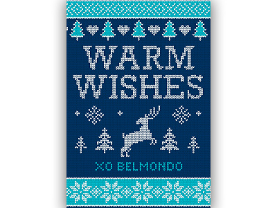 Belmondo Holiday (Sweater) Card 2018 christmas graphic design heart holiday holiday card holiday sweater knit knitting reindeer tree warm wishes