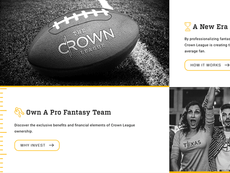 The Crown League Website black and white football sports the crown league typography vitesse web design