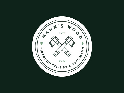 Mann's Wood Logo axe badge geometric illustration logo lumberjack minimal