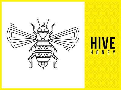 Hive Honey bee brand development geometric hexagon hive honey line package label pattern simple yellow
