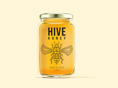 Hive Honey Jar bees black geometric gold hive honey jar line