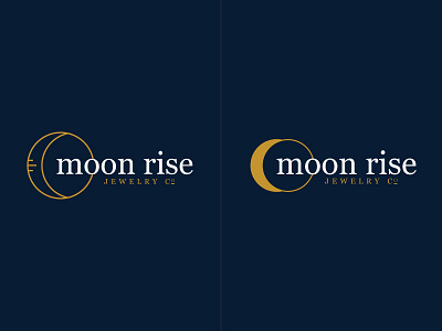 Moon Rise Jewelry Co. branding gold identity jewelry line design logo moon navy blue rise serif simple