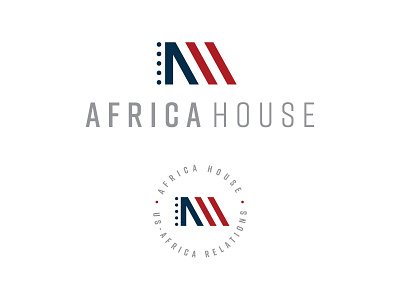 Africa House africa american blue branding dots geometric gray logo mark monogram pride red simple