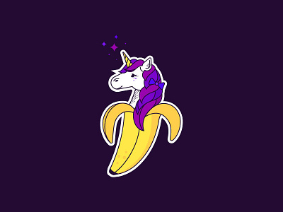 Unicorn Banana adorable banana cartoon colorful cute fantasy horse illustration magic purple stickers unicorn