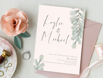 Wedding Invitation Card - Watercolor Leaves art card casual decoration design graphic design handdrawn illustration leaf leaves marriage minimalist rustic simple template watercolor watercolor leaf watercolor leaves wedding wedding invitation card