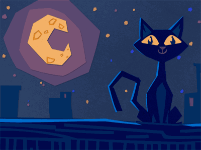 Cut-Out Cat animation cat gif moon paper
